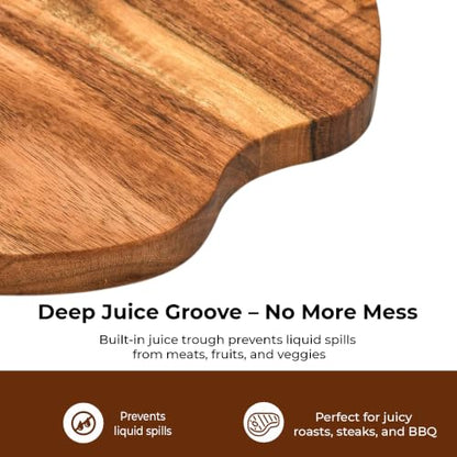 Sophia Art 100% Acacia Wooden Chopping Board, Butcher Block for Vegetables, Cafe and Restaurant, Serving Board,Charcuterie Board Cutting Board, Brown (Apple Board, 11"L x 9"W) - color: Apple Board, 11"L x 9"W