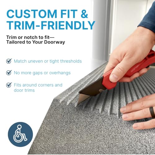 EZ-ACCESS Transitions Angled Entry Mat for Raised Thresholds - color: Black, size: 2.5 Inches
