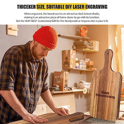 Didaey 6 Pcs Cutting Board Bulk Kitchen Thicken Chopping Platter with Handles Wooden Charcuterie Serving Trays Blank Wood Boards for Engraving Wedding Housewarming(Acacia Wood,15 x 7 Inch) - size: 15 x 7 Inch