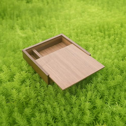 Walnut Wood Storage Box with Compartments | Handmade Gift Keepsake Organizer for Photos, USB Drives, Rings, Small Items | 6.7x6.7x1.4 inches (17x17x3.5cm) - color: Walnut Box-DHH-17*17CM