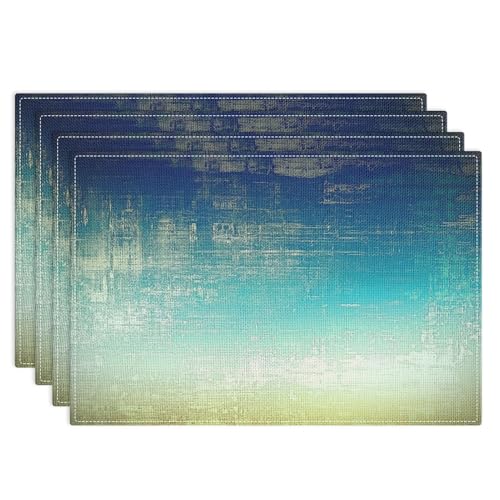 Emvency Farmhouse Placemats Set of 4, 12x18 Inch, Blue and Green | Abstract Vintage Art Painting Table Mats for Outdoor Home Party Kitchen Dining Decoration - color: Abstract Blue Green, size: Set of 4