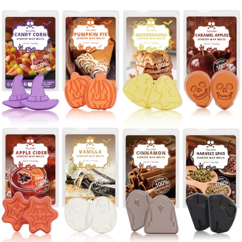SALKING Halloween Scented Wax Melts, Fall Soy Wax Melts Gift Set, Wax Cubes/Tarts for Warmer - Pumpkin Pie, Caramel Apples, Candy Corn, Vanilla, Snickerdoodle, Apple Cider, Cinnamon, Harvest Spice - color: Halloween-1