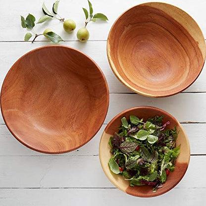 Rustic Wood Bowls for Serving Salads (Extra Large (15-16")) - size: Extra Large (15-16")