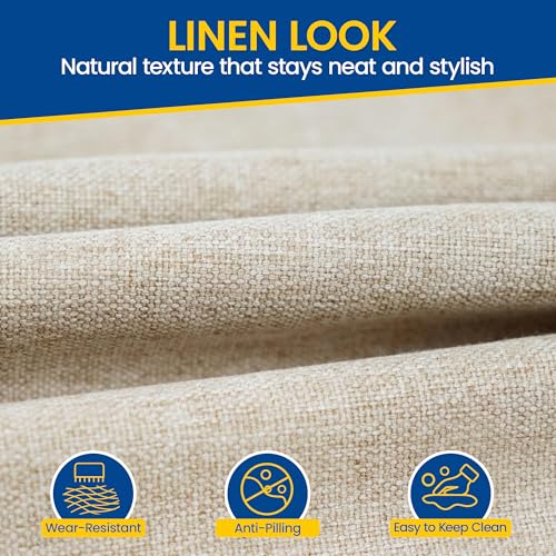 kingphenix Chair Cushions for Dining Chairs, Set of 4, 2.5 Inches Thick | High-Density Foam Kitchen Chair Cushions with Ties, Non-Slip Bottom and Removable Machine-Washable Covers, 17 x 16 in, Beige - color: Beige, size: 4 Count(Pack of 1)