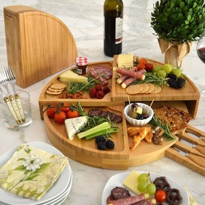 Picnic at Ascot Delux Custom Engraved Bamboo Cheese/Charcuterie Cutting Board - Patented Design - Quality Assured