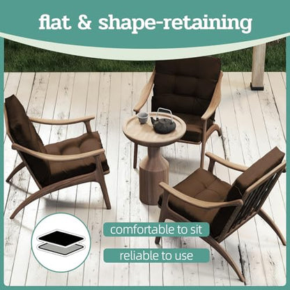 Outdoor Chair Cushions 42x21x4 Inch Set of 2, Brown | Patio Cushions for Dining Rocking Chairs, High Back Soft Seat Pad with Ties, Waterproof Fade Resistant, Indoor Outside Use - color: Brown