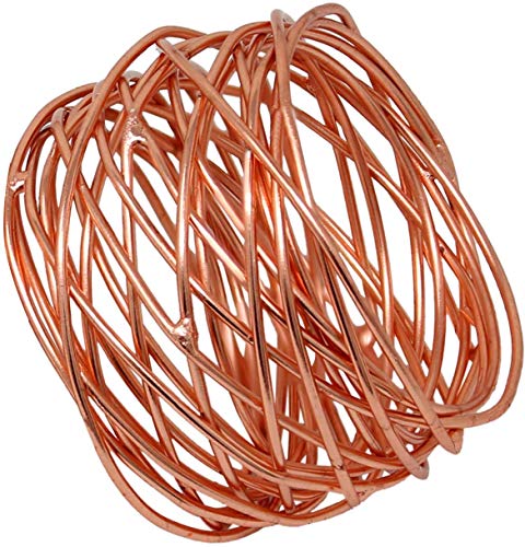 ITOS365 Handmade Round Mesh Napkin Rings Holder for Dinning Table Parties Everyday, Set of 12 - color: Copper