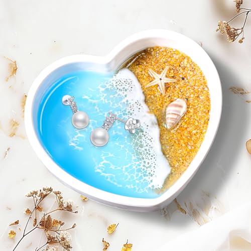 Handmade Resin Jewelry Dish for Rings Earrings Necklaces | Seashell Coastal Ocean Decor Ring Dish, Beach Gifts for Women, Unique Birthday Holiday Gifts for Wife Girls Friends
