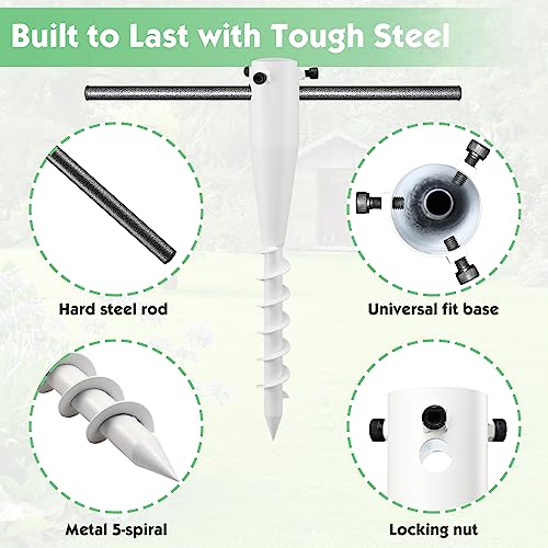 Beach Umbrella Sand Anchor,Heavy Duty Metal No Dig Beach Sand Ground Umbrella Anchor Stake,Windproof Strong Umbrella Screw Holder Stand for Umbrellas,Poles, Christmas Tree Stand Holder - color: White