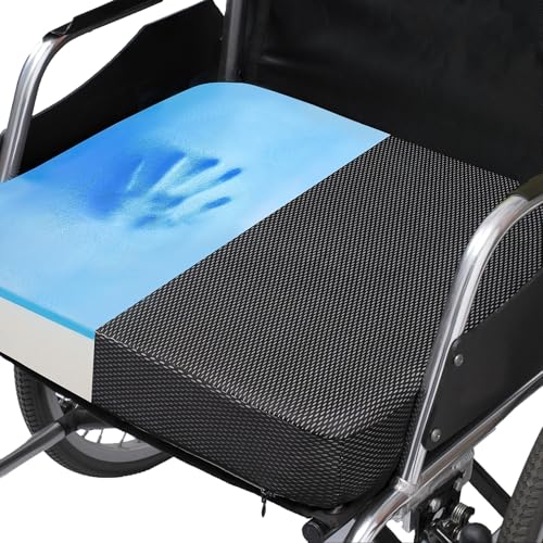 Ifoam Gel Infused Memory Foam Layer Wheelchair Cushion - Seat Cushion for Wheelchair-Office Chair, Kitchen Chair-Pressure Sore and Tailbone Pain Relief-High Dense Polyfoam Base (Black, 18×18×3 inch) - color: Black, size: 18×18×3 inch