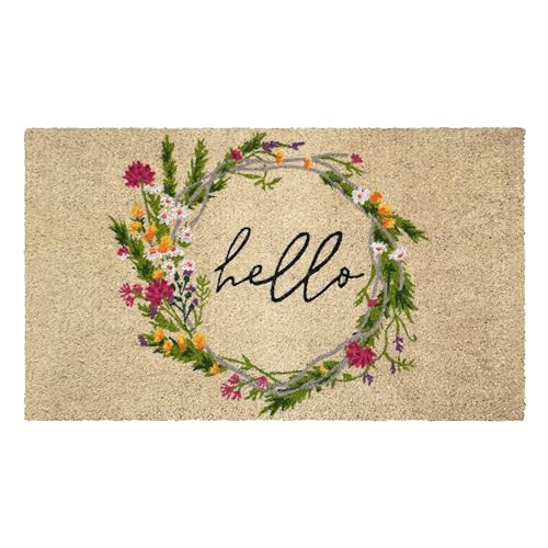 Calloway Mills Cottage Floral Wreath Doormat (24" x 36" x 1.50") - color: Cottage Floral Wreath, size: 2' x 3' (Rectangular)