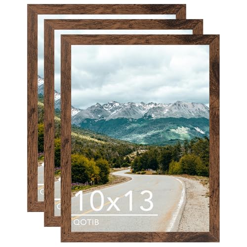 10x13 Picture Frame Deep Brown for Wall Hanging, Wood 10 x 13 Frame Photo Frame for Wall Horizontally or Vertically, Deep Brown, 3 Pack - size: 10x13 inch