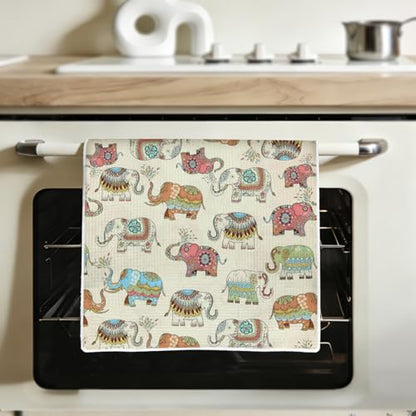 Elephants Kitchen Towels, Elephant Gifts Dish Towels for Kitchen, Highly Absorbent Hand Towel Tea Towel, Elephant Gift, 16 x 25 Inch Drying Towel Housewarming Gifts for Women Girls Sisters - color: Lm 314