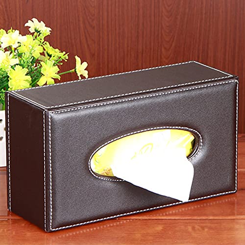 High-end Fashion Pu Leather Tissue Box Holder Business Black,Rectangular Tissue Box Cover,Napkin Holder Drawer Paper Dispenser,Home Office car Tissue Holder with Magnetic Bottom (Brown) - color: Brown