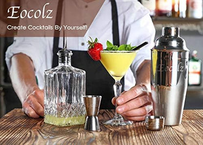 Bartender Kit Cocktail Shaker Set with Stand Bar Tool Bar Set for Drink Mixing Home Bartending Kit 11-Piece Bar Cart Accessories: Martini Shaker, Mixer Spoon, Jigger, Muddler, Strainer & Recipes Gifts - color: Burlywood Silver - 11pcs