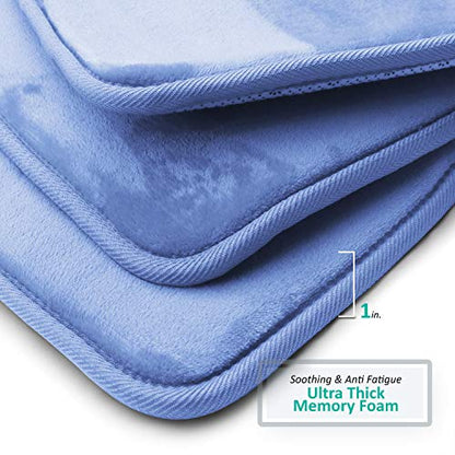 Clara Clark Bathroom Rugs, Ultra Soft Plush Bath Mat for Bathroom, Non-Slip, Velvet Memory Foam Bath Rugs, 20 x 32, Solid Calm Blue