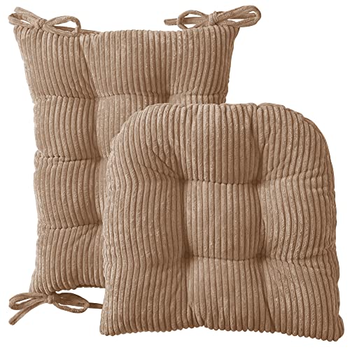 Rocking Chair Cushion Premium Tufted Pads Non Skid Slip Backed Crushed Velvet Cover Set of Upper and Lower with Ties, 21 in x 17 in | 17 in x 17 in, Velvet Taupe, Case Pack (Pack of 5) - color: Velvet Taupe, style: 21" X 17"/17" X 17" (Pack of 5)