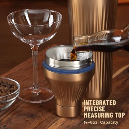 Diamond Edition Hybrid Cocktail Shaker Set, Brushed Copper, 28 oz | Diamond Edition Hybrid Cocktail Shaker Set with Vacuum Insulated Stainless Steel, Brushed Copper, 28 oz - color: Brushed Copper