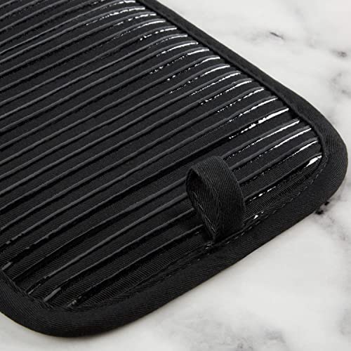 KitchenAid Quilted Cotton Terry Cloth Oven Mitt, Pot Holder, Kitchen Towel 4-Pack Set, Heat Resistant, Silicone Grip, Gift Set, Matte Black, 16"x26", 7"x13" & 7"x10" - color: Matte Black