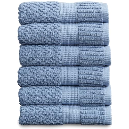 6 Pack 100% Cotton Hand Towels | Blue Towels | Oeko‑TEX Standard 100 | Soft & Absorbent, Quick‑Dry | Trinity Collection - Blue Shadow - color: Blue Shadow, size: Hand Towels (6 Pack)
