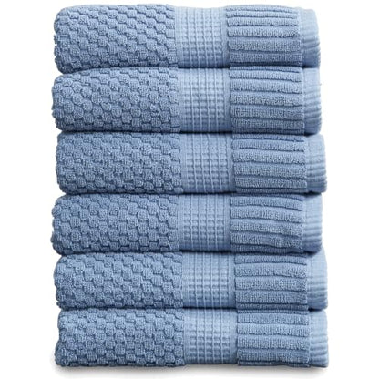 6 Pack 100% Cotton Hand Towels | Blue Towels | Oeko‑TEX Standard 100 | Soft & Absorbent, Quick‑Dry | Trinity Collection - Blue Shadow - color: Blue Shadow, size: Hand Towels (6 Pack)