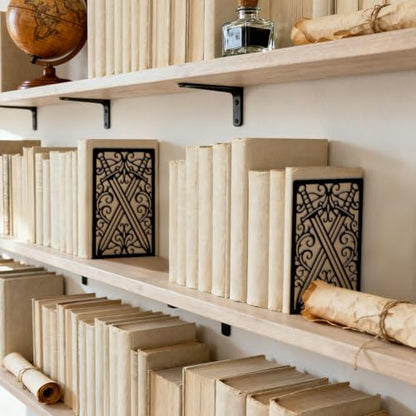 5.3"x4.3"x7.9" Metal Bookends, Heavy Duty Book Ends for Shelves | Pair of Swords and Patterns Theme Cast Iron Book Supports, 1 Pair Decor Stoppers for Desk, Library, Office & Home Shelves - style: Pair of Swords and Patterns