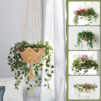RAINFLOW Indoor Macrame Plant Hangers 2 Pack, Jute Plant Holders