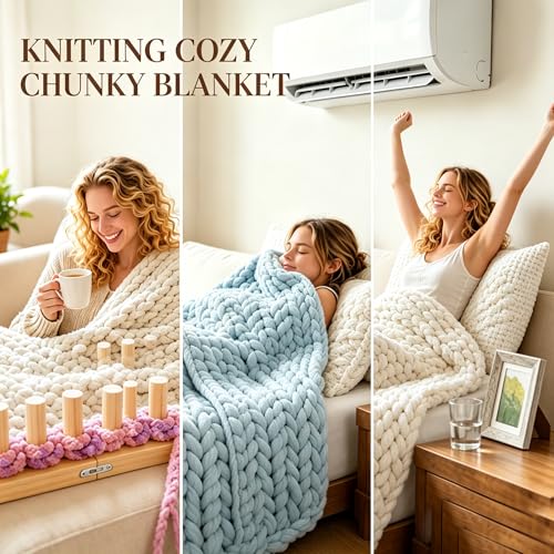 Aeelike Chunky Blankets Loom Kit for Knitting,No Need Hooks,Wooden 39 inch | Portable Adjustable Size, Detachable Modular Design,Wooden Weaving Frame for Thick Yarn,Affordable,Stress Relief Gift - size: 39 IN