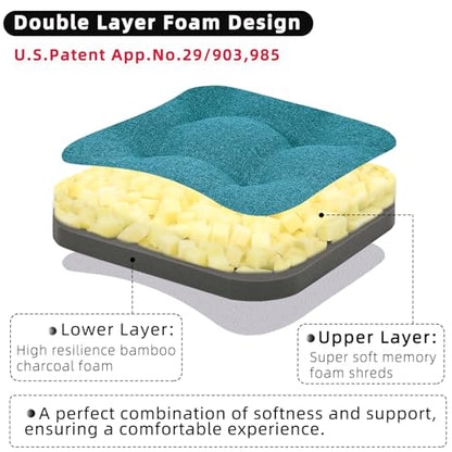 GOFORIT Memory Foam Cushion，Square Seat Cushions for Dining Chairs,Non-Slip Chair Pads with Removable Cover, 16'' x 16'', Blue - color: Blue
