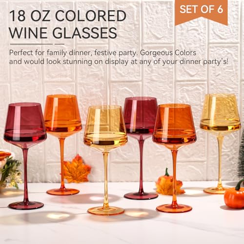 Venus Wine Glasses Set of 6-18oz【Hand Blown】 Crystal Melanin Wine Glasses with Stem- Wedding gift set for wine lovers Red White Wine Dinner - color: Venus