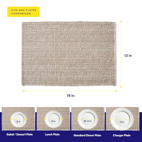 Sweet Home Collection 100% Cotton Placemats for Dining Room Rectangle Two Tone Woven Fabric 13" x 19" Soft Durable Table Mat Set, Set of 6, Eggshell - color: Eggshell, size: Rectangle 13" x 19"