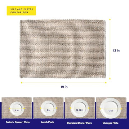 Sweet Home Collection 100% Cotton Placemats for Dining Room Rectangle Two Tone Woven Fabric 13" x 19" Soft Durable Table Mat Set, Set of 6, Eggshell - color: Eggshell, size: Rectangle 13" x 19"