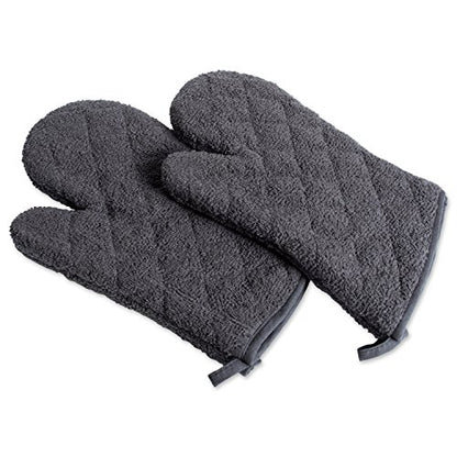 DII Basic Terry Collection 100% Cotton Quilted, Oven Mitt, Mineral Gray, 2 Piece - color: Mineral Gray, size: Oven Mitt