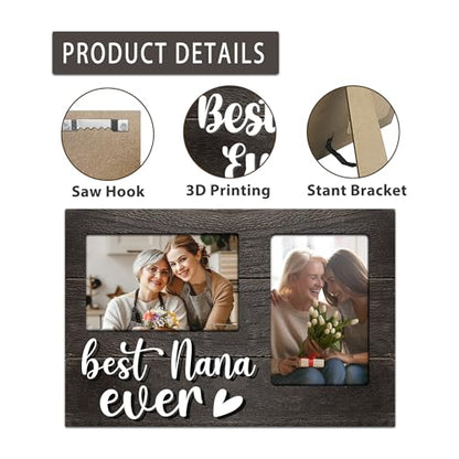 Nana Gifts, Mothers Day Nana Gift from Grandkids, 3D Photo Frame Hold 4x6 Inches Two Photos - Great Picture Frame Present for Grandparents Day Birthday - color: Nana