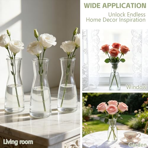 24 Set Glass Bud Vases for Centerpieces Small Clear Flower Vase Modern Decorative Vases Mini Clear Bud Vases Mini Decorative Bulk Vase for Bridal Shower Wedding Birthday Party Dining Table Decor
