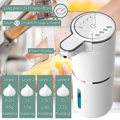 Automatic Soap Dispenser – Touchless Foaming Soap Dispenser 400ml USB Rechargeable Dispenser Electric Wall Mounted 4levels Adjustable Foam Dish Soap Pump for Bathroom Kitchen - color: White, style: Foam