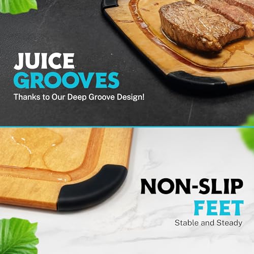 Dishwasher Safe Cutting Boards for Kitchen - Set of 2 Composite Wood Chopping Boards with Juice Groove, Non-Slip Grips, Non-Porous Surface, Heat Resistant Up to 350°F (14.5 x 11 and 11.7 x 9.3 Inch) - color: Natural