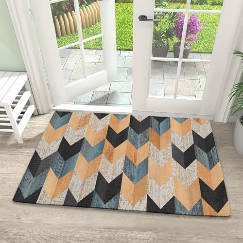 Vintage Wood Texture Welcome Door Mat, Door Mat for Outside Entrance Home Decor, Non-Slip Carpet Rugs with Entryway Mat for Patio Indoor Front Door 17" x 30" - color: Colorful Wooden Wall