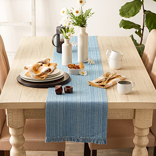 DII Variegated Tabletop Collection, Table Runner, 13x72, Light Blue - color: Light Blue, size: Table Runner, 13x72"