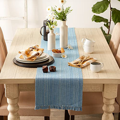 DII Variegated Tabletop Collection, Table Runner, 13x72, Light Blue - color: Light Blue, size: Table Runner, 13x72"