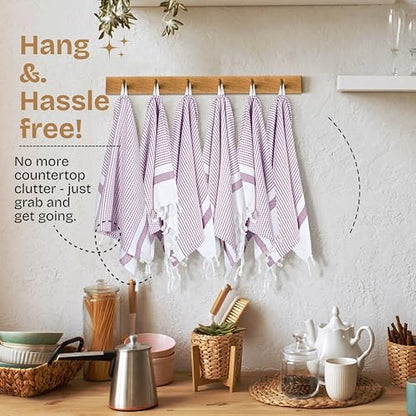Burgundy Wine Turkish Kitchen Towels 16x26 Inch, 5 Pack, 100% Cotton, Ultra Absorbent, Soft, Fast Dry, Washable, Dish Towel with Tassels for Drying Dishes, Cleaning, Everyday Use - color: Burgundy Wine, style: 5 Pack