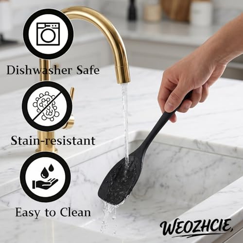 Silicone Kitchen Utensils Set,10 PCS Cooking Kitchen Utensils Set, Nonstick Kitchen Utensils 446°F Heat-Resistant Cookware Kitchen Tools of Spoon,Brush,Whisk,Spatula,Turner Tongs(Black)