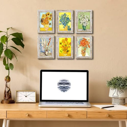 Rustic Distressed Retro Style White Photo Frame 4x6 Picture Frame Set of 6 with Real Glass for Pictures 4x6 Without Mat, Wall Gallery or Tabletop display - size: 4x6(set of 6)