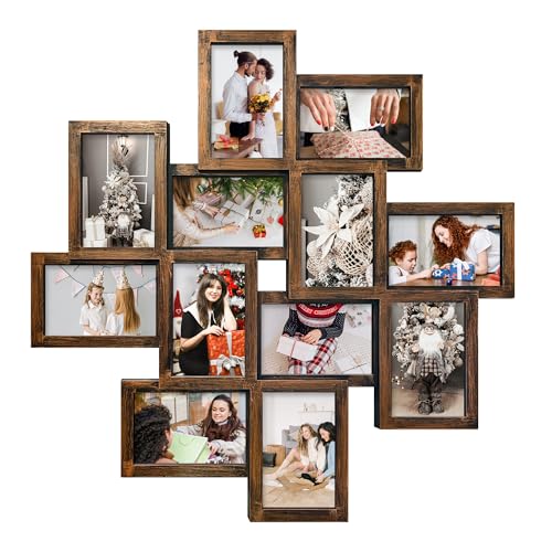 Jerry & Maggie - Photo Frame 24x24 Square Storm Eye PVC Picture Frame Selfie Gallery Collage Wall Hanging for 6x4 Photo - 12 Photo Sockets - Wall Mounting Design (Gold Rusted) - color: Golden
