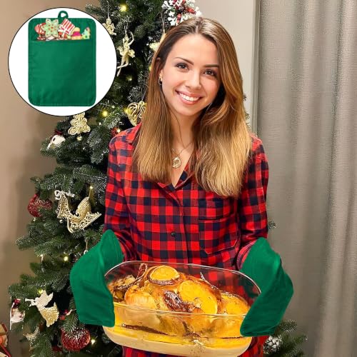 R HORSE 6 Pack Green Pot Holders for Kitchen with Pockets, 7''x 9'' | Cotton Kitchen Potholder, Heat Resistant Oven Mitts, Non-Slip Hot Pads Terry Cloth, Ideal for Cooking, Baking, Christmas Gift - color: Green
