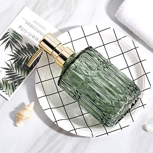 YunNasi Soap Dispenser with Pump, Refillable Liquid Hand Soap Dish Soap Dispensers for Bathroom Counter, Kitchen Sink (Green) | Liquid Hand Soap Dish Soap Dispensers for Bathroom Counter, Kitchen Sink, Green - color: Green