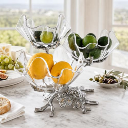 Arthur Court Grape 3-Tier Acrylic Bowl Stand - Elegant Serving Solution for Parties - 9.5 x 12 Inches