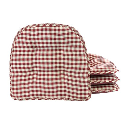 Klear Vu Omega Non-Slip Chair Cushions, Assembled in USA, U-Shaped Skid-Proof Seat Pads for Dining Room, Kitchen, Office, 15"x16" 4 Pack Gingham Red 4 Count - color: Gingham Red, size: 4 Pack