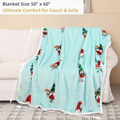 Catalonia Christmas Elf Sherpa Throw Blanket, Xmas Theme Throws, Plush Fleece Couch Blanket, Super Soft, Comfy, Cozy, Fluffy, Ugly - color: Xmas Elf Green, size: 50"x60"