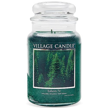 Village Candle Balsam Fir Large Apothecary Jar, Scented Candle, 21.25 oz., Green - size: 21.25 oz